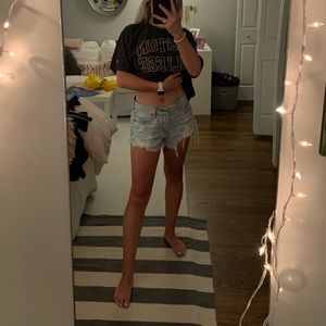 American Eagle Light Wash Distressed Jean Shorts